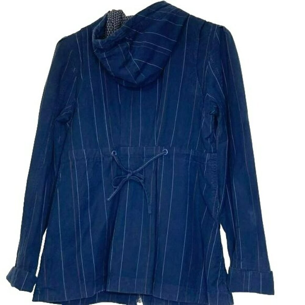 Roxy Shacket Lightweight Full Zip Navy Pinstripe … - image 2